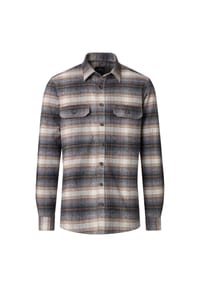CASAMODA - Herren Hemdjacke kariert Casual Fit Short - Braun