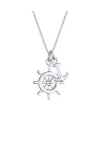 elli. - Halskette Steuerrad Anker Anhänger Maritim See 925 Silber - Silber