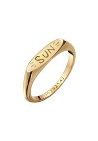 elli. - Ring Siegelring Sonne 925 Sterling Silber Vergoldet - Gold