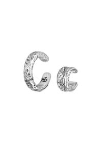 HAZE & GLORY - Ohrringe Earcuff Strukturiert 2Er Set 925 Silber - Schwarz
