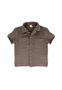 maximo® - GOTS MINI BOY-Hemd, Kragen kurzer Arm, Musselinstoff - altindigo-weiß-streifen