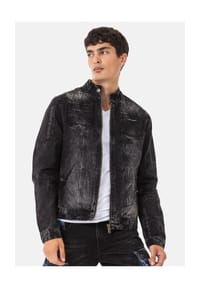 CIPO & BAXX® - Bikerjacke CJ299 Cooler Used-Look für einen authentischen Vintage-Stil - BLACK