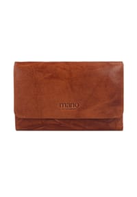 mano Donna Aurona RFID - Donna Aurona Geldbörse RFID Leder 14,5 cm - cognac