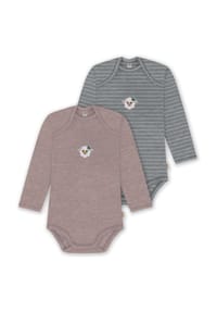 normani® - 2er Pack Baby Merino Body Langarm Auckland - Anthrazit/Beige