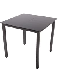 VCM. Gartentisch aus Glas und Aluminium | Esstisch | ca. H. 73 x B. 80 x T. 80 cm | Anthrazit | Balkontisch Gartenmöbel - VCM Miami - Schwarzglas