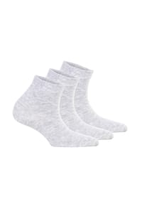 Tamaris - Damen Quartersocken, 3er Pack - Comfort Cotton Quarter, einfarbig - Grau