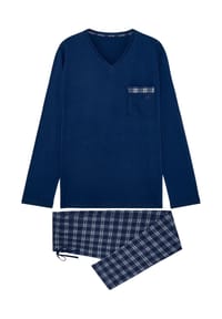 HOM - Schlafanzug Sid - Navy check