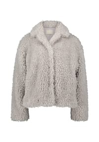 AMBER & JUNE - Plüschjacke mit Stehkragen - Light Stone