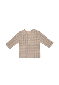 maximo® - GOTS BABY BOY-Hemd, Langarm Musselinstoff - beigemeliert