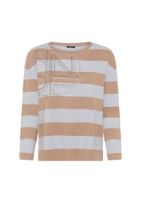 olsen - Shirt mit Streifendessin und überschnittener Schulter - Hazelnut
