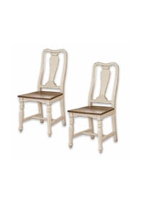 LOBERON - Stuhl 2er Set Harold weiß/braun - weiß/braun