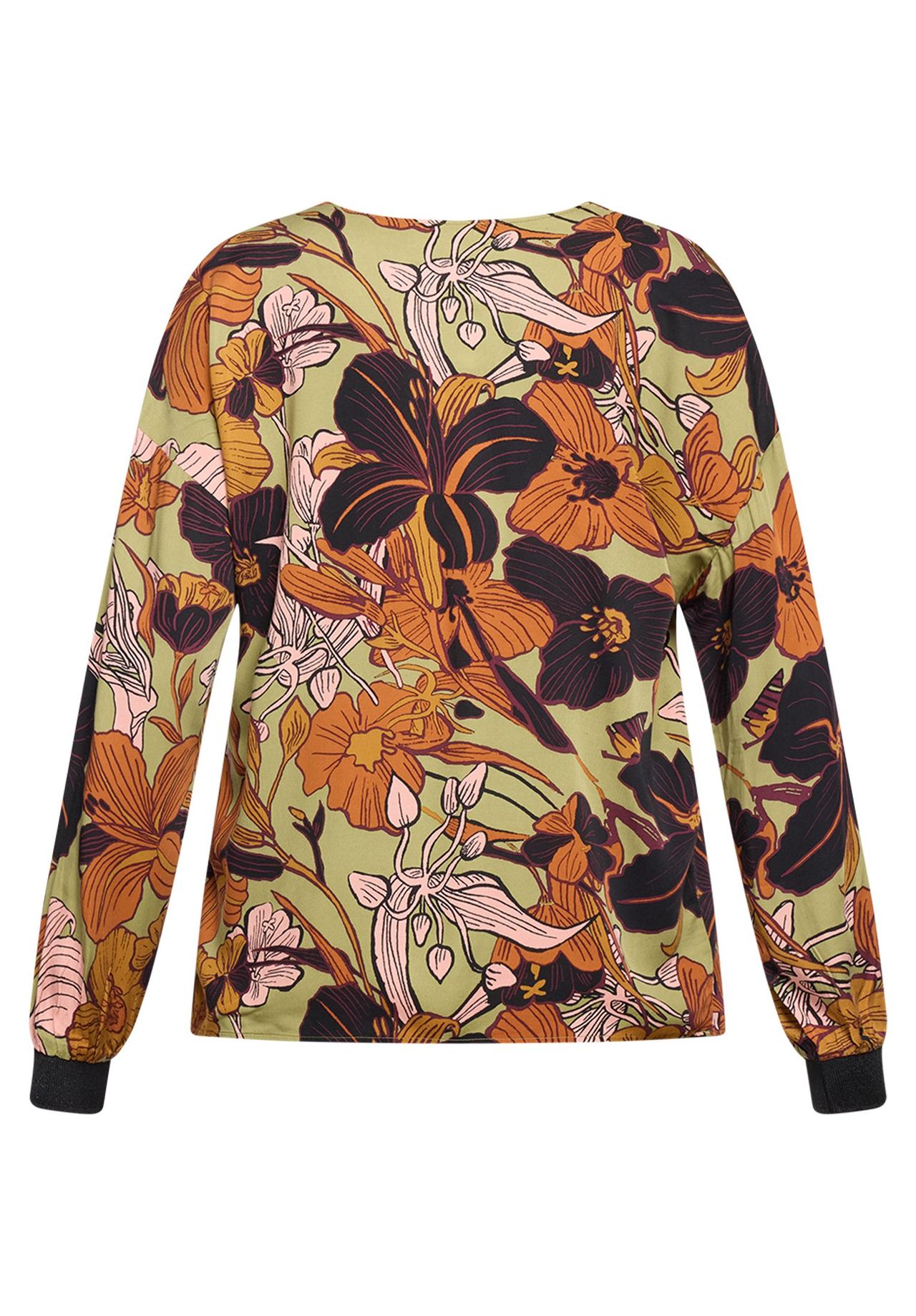 Cartoon Oversize-Bluse Mit RippbüNdchen, Braun, 36