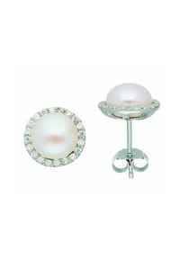 Adelia's - 925 Silber Ohrringe / Ohrstecker mit Zirkonia Ø 10,5 mm - silber