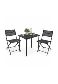 VCM. - 3-tlg Gartenmöbel Set | Sitzgruppe Essgruppe | 1xTisch, 2x Stühle | Tisch Maße ca. H. 72 x B. 80 x T. 55 cm | Klappbar | Garten Set - Sumila - Rot
