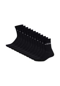 adidas - Unisex Socken, 12er Pack - Linear Crew Cushioned, Logo, gepolstert, einfarbig - 2xSchwarz/2xWeiß