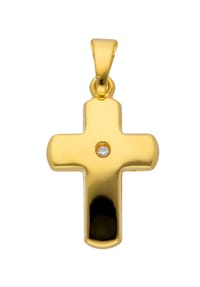 Adelia's - Damen Gold Schmuck 585 Gold Kreuz Anhänger mit Diamant - gold