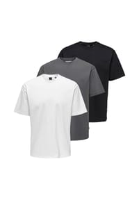 ONLY & SONS - T-Shirt 3er Pack Onsfred - Beige / Dunkelgrau / taupe