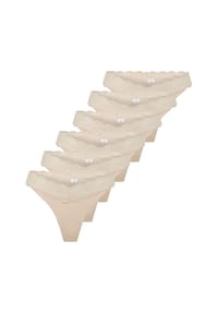 ONLY® - Damen Strings, 6er Pack - ONLCHLOE LACE THONG, Spitze - Beige