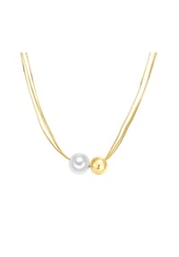 Luluandjane - Kette mit Anhänger gelbgold Glasperle weiß - weiß