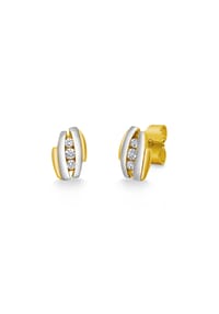 MONCARA - Damen Ohrstecker, 375er Gold, 6 Diamanten zus. ca. 0,10  Karat - Gelbgold