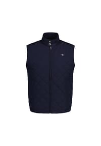 GANT - Herren Steppweste - QUILTED WINDCHEATER VEST, Reißverschluss, Stehkragen - Blau
