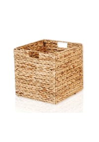  Lycce - Aufbewahrungskorb - Korb geflochten aus Wasserhyazinthe, passend für Kallax Regal, faltbar, Naturprodukt, 33x33x33 cm - Natur