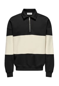 ONLY & SONS - Sweatshirt, Troyerkragen, für Herren - 187679 BLACK