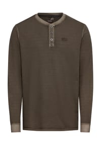 GLOBETROTTER - Langarmshirt, Baumwolle, für Herren - BROWN TURKISH COFF