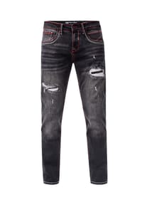 RUSTY NEAL® - Jeanshose ODAR Mit farblich abgesetzten Ziernähten - Black Used