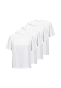 ONLY® - Damen T-Shirt 4er Pack - ONLONLY TEE, Rundhals, Baumwolle, einfarbig - Schwarz
