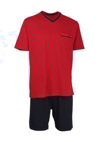 GÖTZBURG - Schlafanzug "Alan", Minimal-Print, V-Ausschnitt, für Herren - 2083 CHILI PEPPER