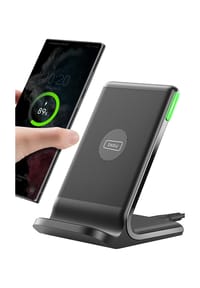 MANIKE - 15W Kabelloses Ladegerät Ständer, Schnelle Induktive Ladestation mit Verstellbarer Handyhalterung - Schwarz