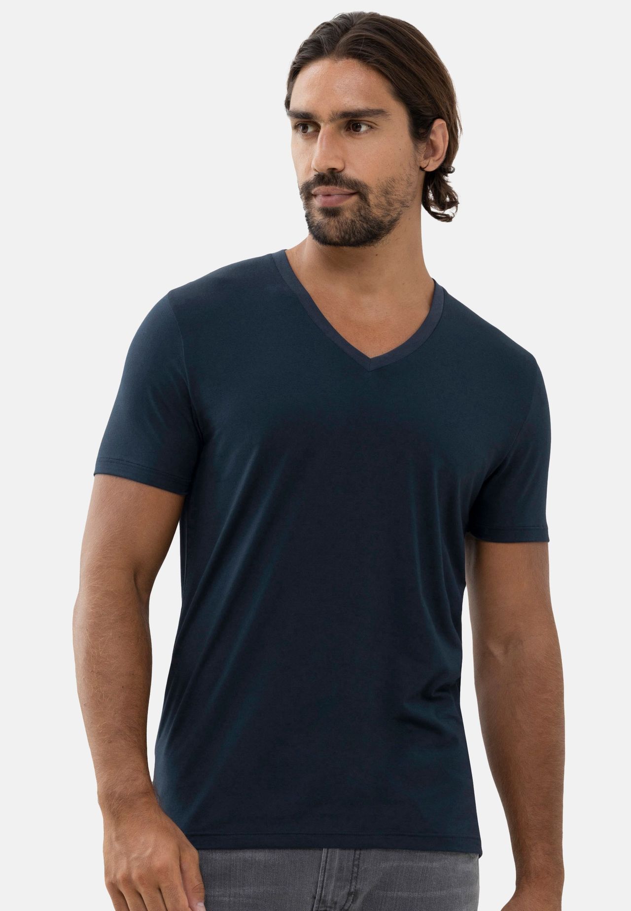 mey T-Shirt, V-Ausschnitt, FüR Herren, Blau, L