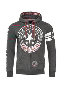 RUSTY NEAL® - Sweatjacke mit coolen Printmotiven - Anthrazit