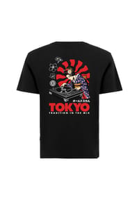 OLDSKULL - T-Shirt Asian Neon Djane Logo Graphic Traditionelles fernöstliches Motiv modern - Black