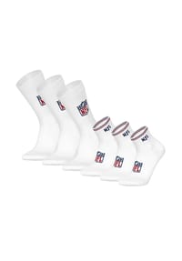 NFL - Unisex Socken, 6er Pack - NFL Shield 3Pack Crew Socks, 3Pack Quarter Socks, Streifen, Logo, Baumwollmischung - Weiß