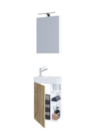 VCM. - 3-tlg Set | Waschplatz für Gäste WC | Gästebad Toilette | Waschtisch mit Spiegelschrank | Badmöbel Badezimmer Set – Lumia - Anthrazit