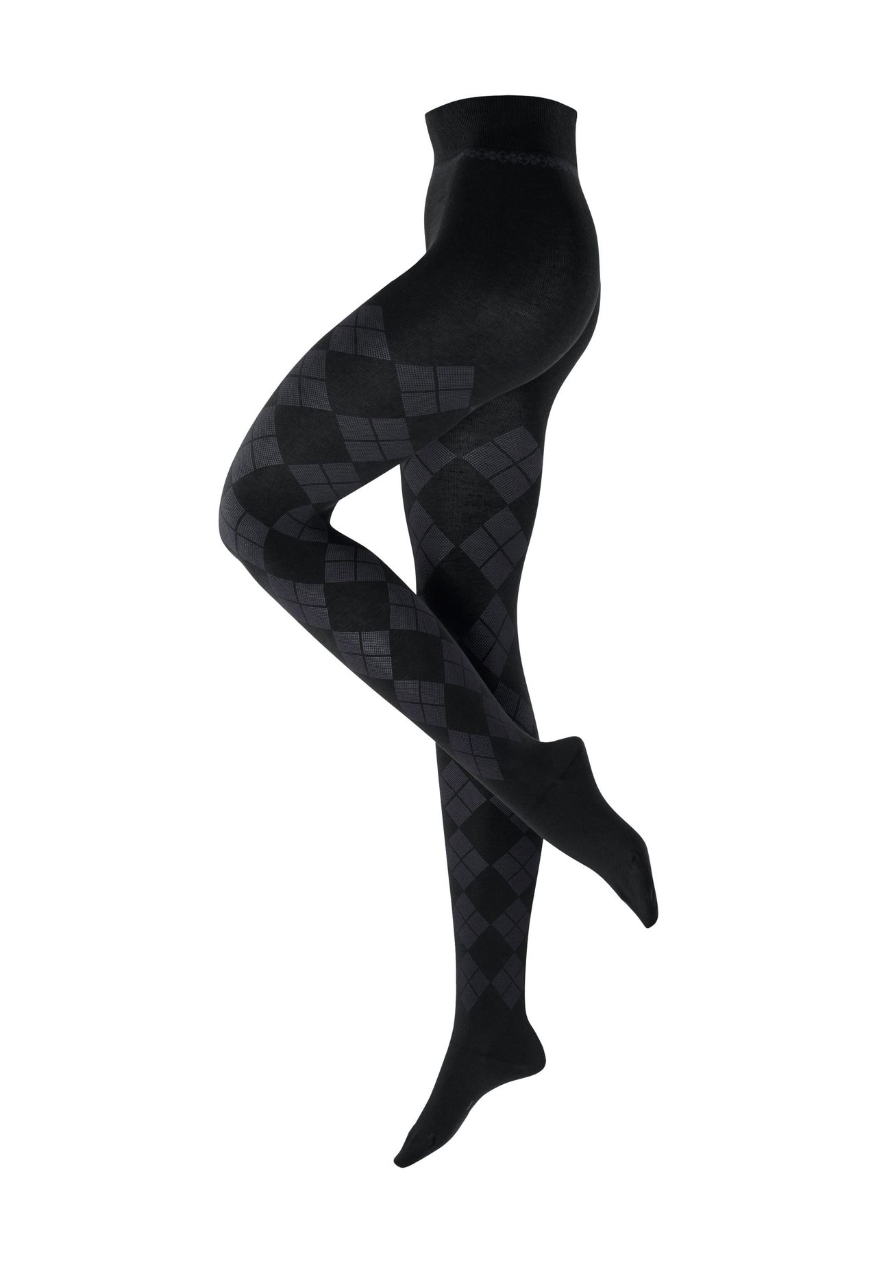 Burlington Strumpfhose "Fine Argyle", Komfortbund, für Damen, schwarz, 36/38
