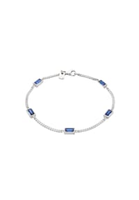 KUZZOÍ - Armband Rechteck Synthetischer Saphir Blau 925 Sterling Silber - Silber