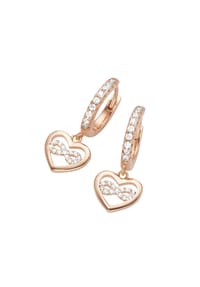 SMART JEWEL® - Creolen Behang Herz mit Infinity - Zeichen, Zirkonia Steine, Silber 925 - rosé