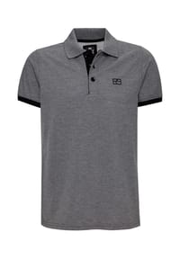 RUSTY NEAL® - Poloshirt Rusty Neal Polo mit kontrastfarbig abgesetzter Knopfleiste - Anthrazit / Schwarz