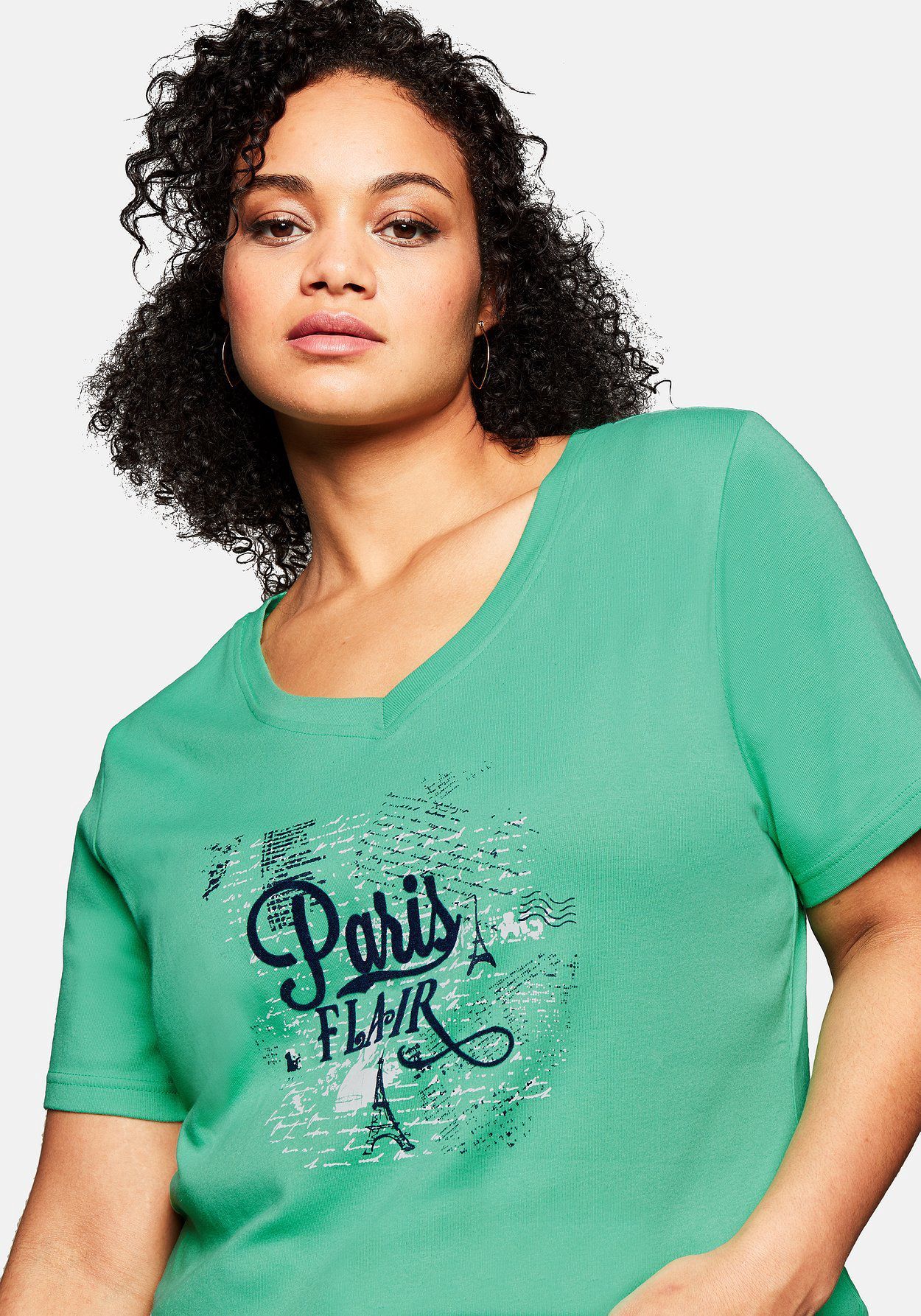 sheego T-Shirt mit Flockdruck und Print | GALERIA | V-Shirts