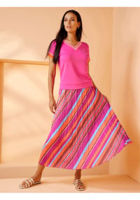 heine - Rock - orange-fuchsia-gestreift