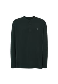 El Búho NOCTURNO® - Herren-Pyjamaoberteil, Langarm, Baumwolle - Grün