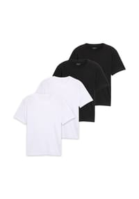 TOM TAILOR - Herren T-Shirt, 4er Pack - Crew Neck Tee, Rundhals, Regular Fit, Baumwolle - Schwarz
