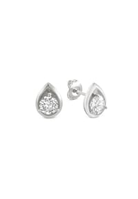 zeeme BASIC - Ohrringe 925/- Sterling Silber 2 Zirkonia - weiß