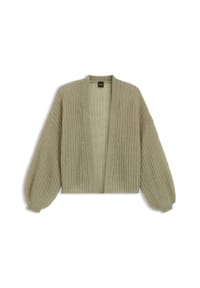 BOSS Orange - Strickjacke Furgovia, Rippbündchen, für Damen - 366 OPEN GREEN