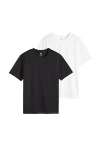 Levi's® - Herren T-Shirt, 2er Pack - Icon Tee, Rundhals, Baumwolle, einfarbig - Schwarz/Blau