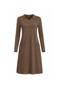 CAROLIN RICK - Jerseykleid A-förmig mit Kragen und Taschen - Creme