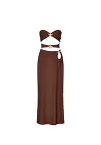 MODA MINX - Maxikleid Starfish Cut Outs mit tollen Cut-Outs - Coffee